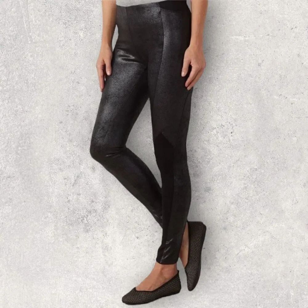 SOFT SURROUNDINGS Skyler Faux Leather Moto Paneled Leggings 2X